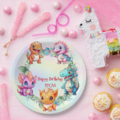 Niedlicher Dinosaurier Dschungel Schule Kindergebu Pappteller (Party)