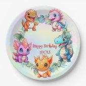 Niedlicher Dinosaurier Dschungel Schule Kindergebu Pappteller (Vorderseite)