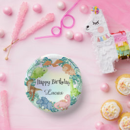 Niedlicher Dinosaurier Dschungel Schule Kindergebu Pappteller