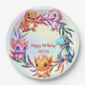 Niedlicher Dinosaurier Dschungel Schule Kindergebu Pappteller (Vorderseite)