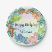 Niedlicher Dinosaurier Dschungel Schule Kindergebu Pappteller (Vorderseite)