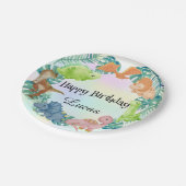 Niedlicher Dinosaurier Dschungel Schule Kindergebu Pappteller (Schrägansicht)