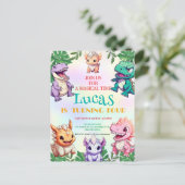 Niedlicher Dinosaurier Dschungel Schule Kindergebu Postkarte (Stehend Vorderseite)