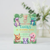 Niedlicher Dinosaurier Dschungel Schule Kindergebu Postkarte (Stehend Vorderseite)