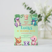 Niedlicher Dinosaurier Dschungel Schule Kindergebu Postkarte (Stehend Vorderseite)
