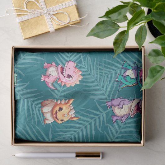 Niedlicher Dinosaurier Dschungel Schule Kindergebu Seidenpapier (Geschenk)