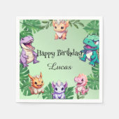 Niedlicher Dinosaurier Dschungel Schule Kindergebu Serviette (Vorderseite)