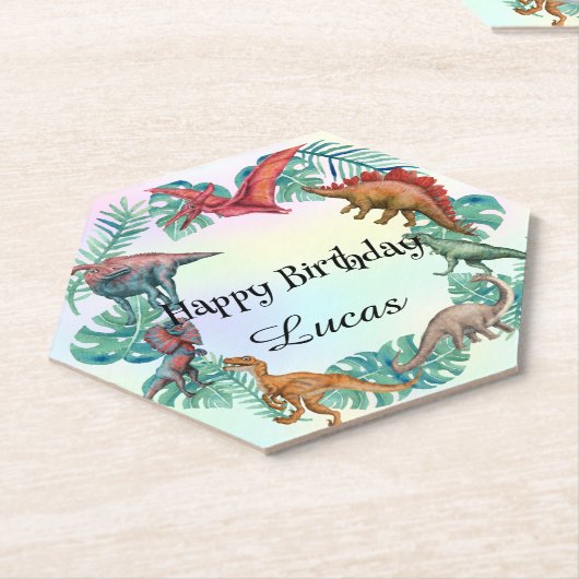 Niedlicher Dinosaurier Dschungel Schule Kindergebu Untersetzer (angewinkelt)