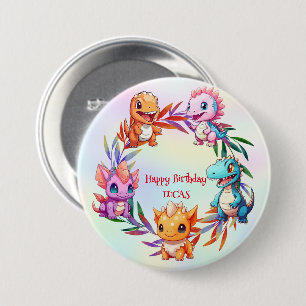 Niedlicher Dinosaurier-Dschungel-Schüler Geburtsta Button