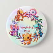 Niedlicher Dinosaurier-Dschungel-Schüler Geburtsta Button (Vorderseite)