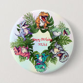Niedlicher Dinosaurier-Dschungel-Schüler Geburtsta Button (Vorderseite)