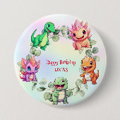 Niedlicher Dinosaurier-Dschungel-Schüler Geburtsta Button (Vorderseite)