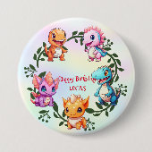 Niedlicher Dinosaurier-Dschungel-Schüler Geburtsta Button (Vorderseite)