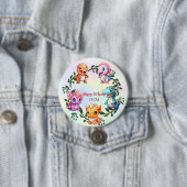 Niedlicher Dinosaurier-Dschungel-Schüler Geburtsta Button (Beispiel)