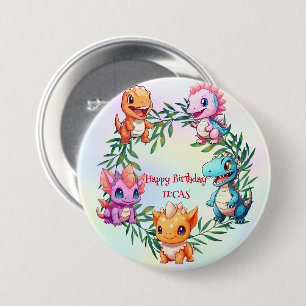Niedlicher Dinosaurier-Dschungel-Schüler Geburtsta Button