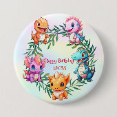 Niedlicher Dinosaurier-Dschungel-Schüler Geburtsta Button (Vorderseite)
