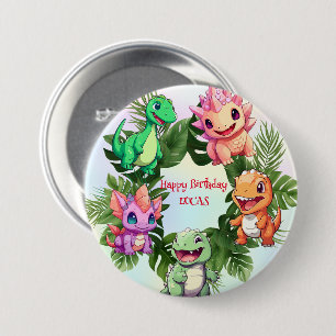 Niedlicher Dinosaurier-Dschungel-Schüler Geburtsta Button
