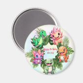 Niedlicher Dinosaurier-Dschungel-Schüler Geburtsta Magnet (Vorderseite/Rückseite)