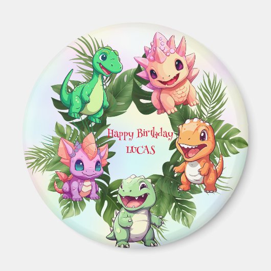 Niedlicher Dinosaurier-Dschungel-Schüler Geburtsta Magnet (Vorne)