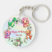 Niedlicher Dinosaurier-Dschungel-Schüler Geburtsta Schlüsselanhänger (Rückseite)