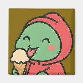 Niedlicher Dinosaurier Eating Ice Cream - Küchenma Magnet