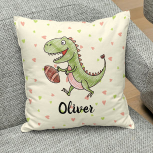 Niedlicher Dinosaurier Fußballspielen Personalisie Kissen
