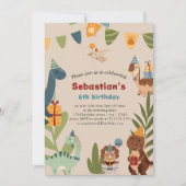 Niedlicher Dinosaurier-Geburtstag Einladung (Vorderseite)