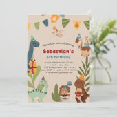 Niedlicher Dinosaurier-Geburtstag Einladung (Stehend Vorderseite)
