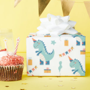 Niedlicher Dinosaurier-Geburtstagsfeier Nahtloses Geschenkpapier