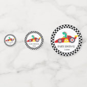 Niedlicher Dinosaurier Geburtstagskarren Kindernam Konfetti (Rückseiten)