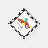 Niedlicher Dinosaurier Geburtstagskarren Kindernam Serviette (Ecke)