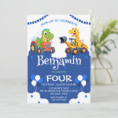 Niedlicher Dinosaurier graben Baggerballon Geburts (Stehend Vorderseite)