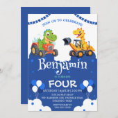 Niedlicher Dinosaurier graben Baggerballon Geburts (Vorne/Hinten)