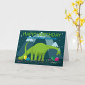 Niedlicher Dinosaurier Herbivore, Geburtstag Karte (Gelbe Blume)