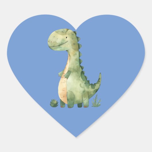Niedlicher Dinosaurier Herz-Aufkleber (Vorderseite)