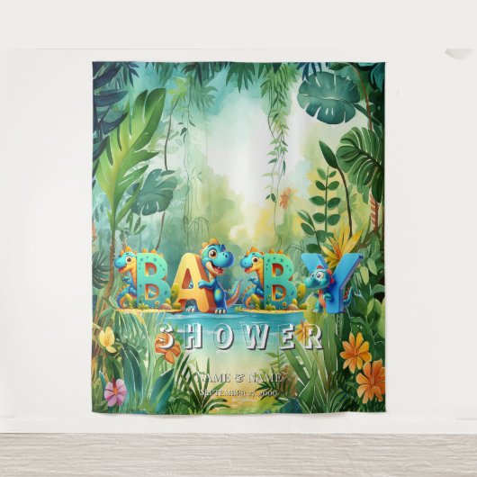 Niedlicher Dinosaurier-Hintergrund Wandteppich (Vorderseite)