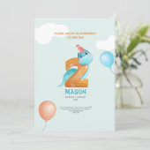 niedlicher Dinosaurier im 2. Einladung (Stehend Vorderseite)