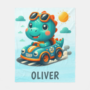 Niedlicher Dinosaurier im Auto Fleecedecke