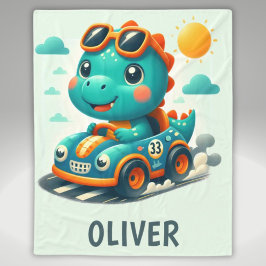 Niedlicher Dinosaurier im Auto Fleecedecke