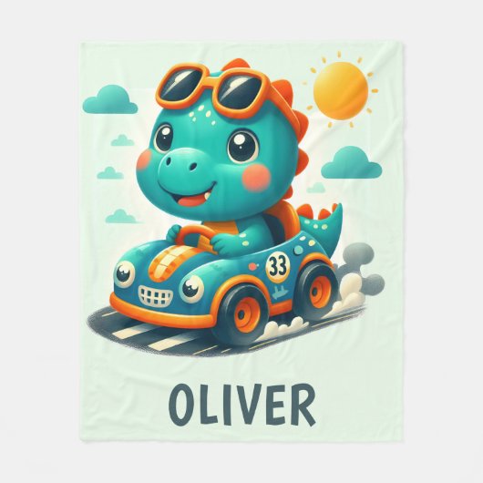 Niedlicher Dinosaurier im Auto Fleecedecke (Vorderseite)
