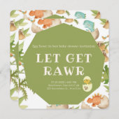 niedlicher Dinosaurier im Ei rawi eine Jungendusch Einladung (Vorne/Hinten)