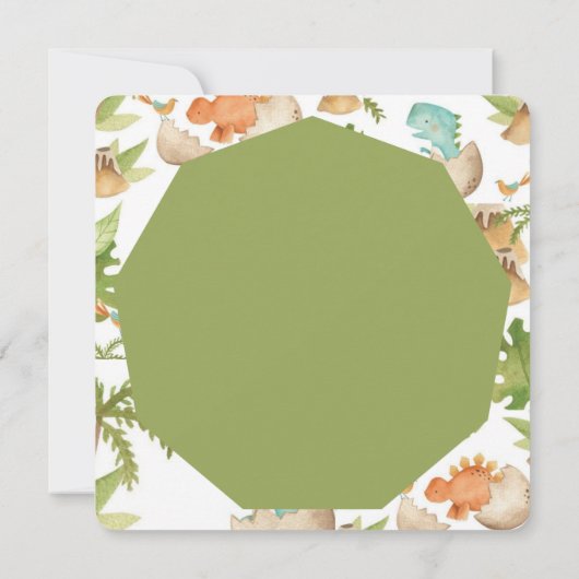 niedlicher Dinosaurier im Ei rawi eine Jungendusch Einladung (Rückseite)