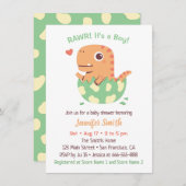 Niedlicher Dinosaurier in Ei rawi seine Kinderdusc Einladung (Vorne/Hinten)