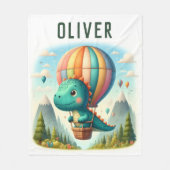 Niedlicher Dinosaurier in einem Heißluftballon Fleecedecke (Vorderseite)