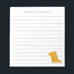 Niedlicher Dinosaurier in Gelber Personalisierter  Notizblock<br><div class="desc">Niedlicher Dinosaurier in der gelben Personalisierten Stationery Notepad</div>