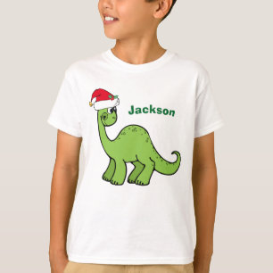 Niedlicher Dinosaurier in Weihnachtsmannmütze Kid T-Shirt