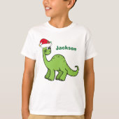 Niedlicher Dinosaurier in Weihnachtsmannmütze Kids T-Shirt (Vorderseite)