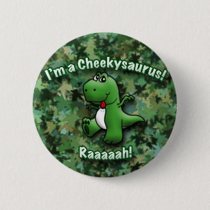 Niedlicher Dinosaurier ist ein Cheekysaurus Button