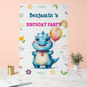 Niedlicher Dinosaurier Junge Glücklich Geburtstag Acrylschild