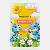 Niedlicher Dinosaurier Junge Glücklich Geburtstag Acrylschild (Vorderseite)